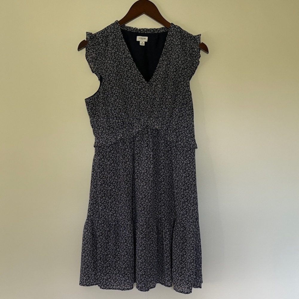 Jcrew Factory Navy and White tiered Dress